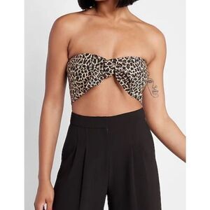Express Strapless Bandeau Crop Top NWT Leopard Print Size XS